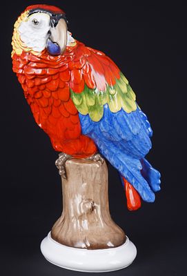 Rosenthal Art Nouveau macaw parrot - Dorothea MOLDENHAUER,. porcelain, green company mark 