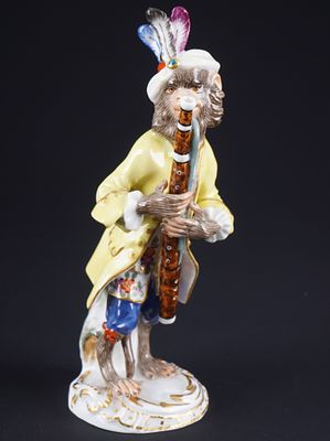 Meissen Monkey Chapel bassoon player 1st choice - J.J. KAENDLER,. porcelain, blue sword mark 1st 
