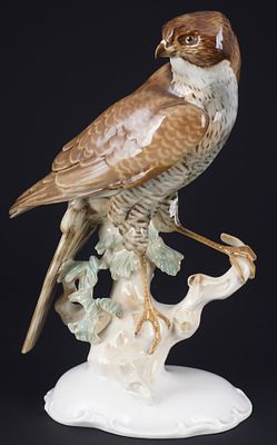 Hutschenreuther sparrowhawk - Karl TUTTER,. porcelain, green company mark, design by Karl TUTTER 