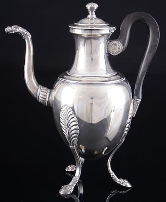 Empire Silber Kanne, Frankreich 19. Jahrhundert, 
Silber, gestempelt und gepr&uuml;ft, eif&ouml;rmiger 