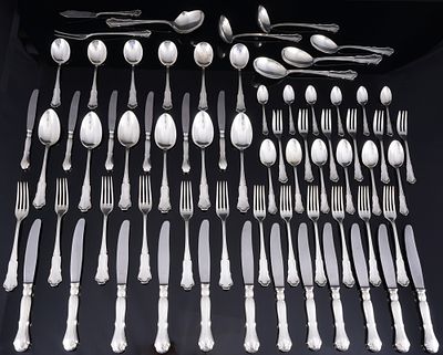 Wilkens Dresdner Barock 800 Silber Besteck f&uuml;r 6 Personen, 68-teilig, 
68-teiliges Besteck, 