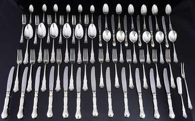 Wilkens Dresdner Barock 800 Silber Besteck f&uuml;r 6 Personen, 62-teilig, 
62-teiliges Besteck, 