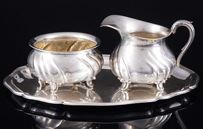 Wilkens 830 Milch- & Zucker-Garnitur im Barockstil,. Wilkens 830 Milch- u. Zucker-Garnitur im 