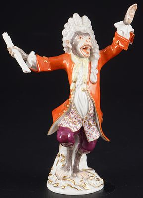 Meissen Affenkapelle Dirigent / Kapellmeister 1.Wahl - J.J. KAENDLER, 
Porzellan, blaue 