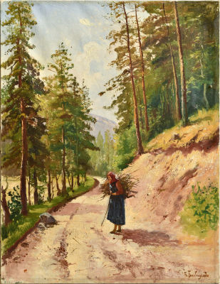 &laquo;За хворостом&raquo;. Бабадин В. В.(1850 – 1920) -? (под вопросом) . 
Холст, масло, 57,5х44,5 см. 