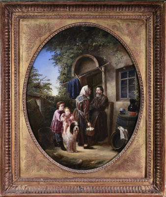 &laquo;На пасху&raquo;. Фадеев Владимир Александрович. (р.1836-?). 
Холст, масло, подпись: &laquo;В. Фадiъевъ&raquo; 