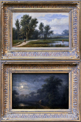 &laquo;Полдень&raquo;, &laquo;Ночь&raquo; . Джогин П. П. (1834-1885) - ? (под вопросом) 
Картон, масло, подпись и 