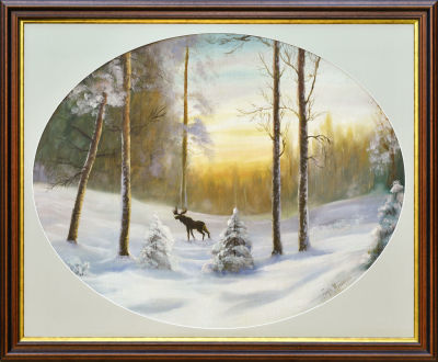 &laquo;В зимнем лесу&raquo;. Граф Муравьёв Л.В. (1861-1940) - ? (под вопросом) . 
Доска, масло, конец 