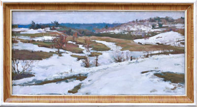 &laquo;Март&raquo;. Невельштейн Самуил Григорьевич (1903-1983). 
Холст, масло, 34х70,5см; 42х78,3 см (в раме)