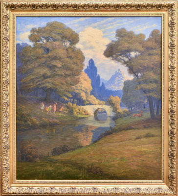 &laquo;Артемида и Актеон&raquo;. Аксель Хоу (1860–1948). 
Медь, масло, подпись и дата: &laquo;A:HоЙ 1912&raquo; 
91х82 