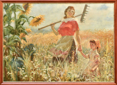 &laquo;В поле&raquo;. П. Богданов. Холст, масло, 70х100,5 см, 75,5х106 см (в раме)