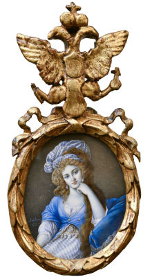 Миниатюрный портрет &laquo;Графини Екатерины Васильевны Скавронской (1761-1829)&raquo;-?. Кость, акварель 