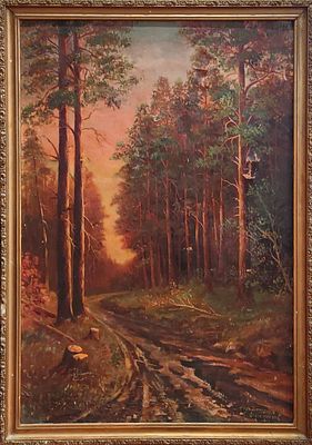 Г. Лимонников (худ. ХХ в.). &laquo;Сосновый лес&raquo;. 
Холст, масло, первая половина ХХ века, 
подпись: &laquo; 