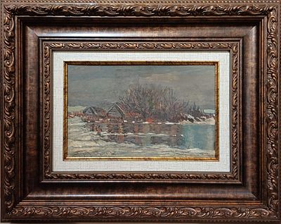 Константин Алексеевич Коровин (1861 – 1939). &laquo;Вид озера зимой&raquo;. 
Картон, смешанная техника 