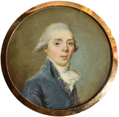 Августин Христиан Ритт (Ritt) (1765-1799) . &laquo;Портрет молодого человека&raquo;. 
Кость, акварель, гуашь 