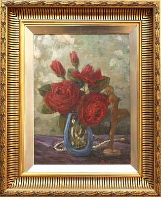 Борис Петрович Крылов (1891–1977). Натюрморт &laquo;Букет роз&raquo; 
Холст, масло, середина ХХ века 