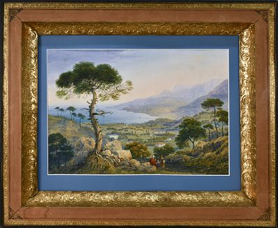 Карло Батиста Боссоли (1815-1884). &laquo;Крымский пейзаж&raquo;. 
Бумага, графитный карандаш, темпера, 1844 