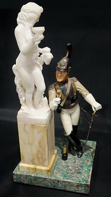 Александр Михайлович Леверов. &laquo;Кирасир&raquo;. 
Резьба, инкрустация, мозаика объемная; 
Долерит 