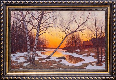 Эдвард Розенберг (Edward Rosenberg) (1858-1934). &laquo;Красный закат&raquo; 
Холст, масло, 1927 год 