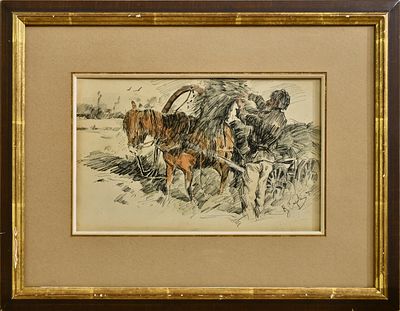 Валентин Александрович Серов (1865-1911) -? (под вопросом). &laquo;С покоса&raquo;. 
Бумага, тушь, акварель 