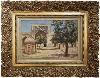 Леон Леонардович Бурэ (1887 – 1943). &laquo;Самарканд&raquo;. 
На обороте &laquo;Пейзаж&raquo;. 
Холст, масло, 1911 год 