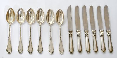 Фирма Карла Фаберже Поставщика Высочайшего двора-? (под вопросом). Набор для сервировки на 6 