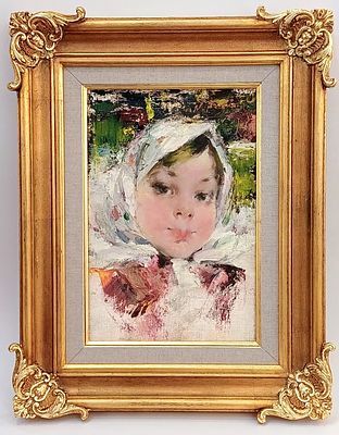 Николай Иванович Фешин (1881-1955). &laquo;Девочка в русском платке&raquo; 
Холст, масло, подпись: &laquo; 
