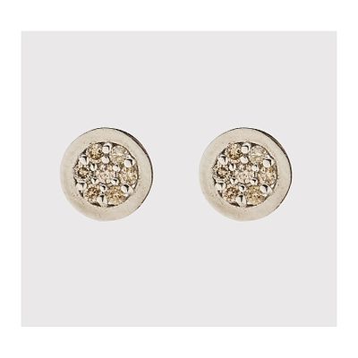 Pendientes diseño circular en oro blanco con rosetón central de diamantes talla brillante. Peso