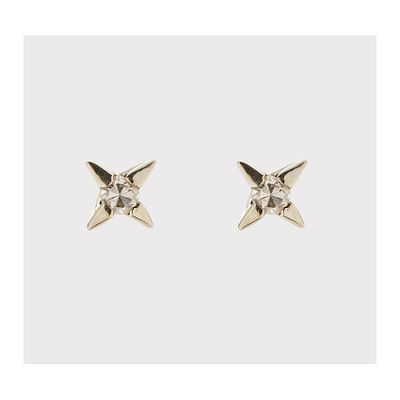 Pendientes en oro blanco con diamante talla 8/8 engastado en garras. Peso diamantes: 0,06 ct. aprox.
