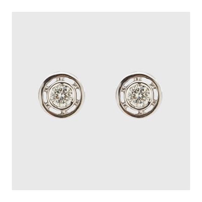 Pendientes en oro con diamante talla brillante engastado en chatón. Peso diamantes: 0,25 ct.