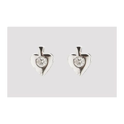 Pendientes diseño as de picas en oro blanco con diamante talla brillante engastado en chatón.
