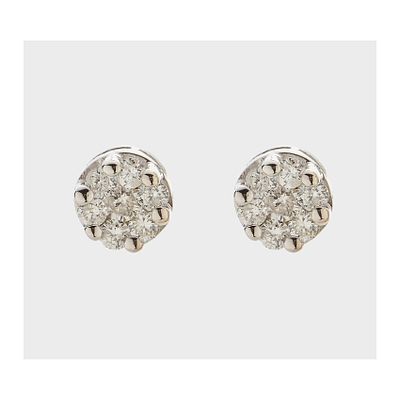 Pendientes rosetón en oro blanco con diamantes talla brillante engastados en garras. Peso