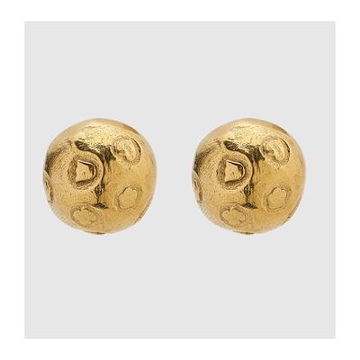 TOUS. Pendientes bombé en oro mate y brillo decorados con las figuras icono de la marca. Diám.: 