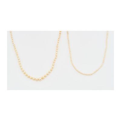 Dos collares de perlas cultivadas, uno de agua dulce, 2,5 y 6,5 – 3 mm. con cierres en oro. 