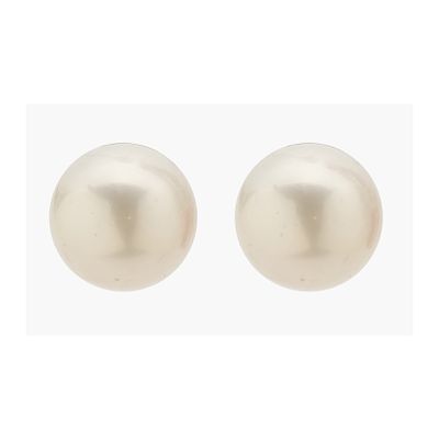 Pendientes con perla cultivada de 11 mm. y cierre a presi&oacute;n en oro.