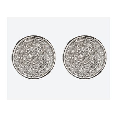 Pendientes circulares en oro blanco con pavé de diamantes talla brillante. Peso diamantes: 0,50 