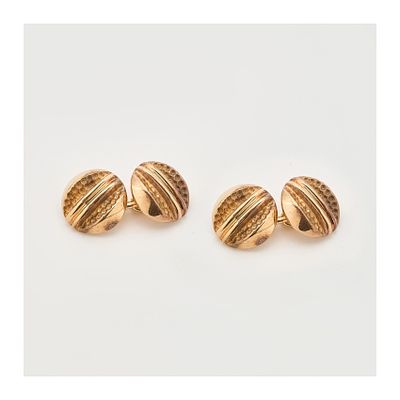 Gemelos en oro rosa. Diám.: 1,4 cm. Peso total: 7,9 gr.