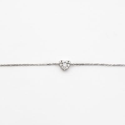 Pulsera en oro blanco con motivo dise&ntilde;o coraz&oacute;n de diamantes talla brillante. Peso diamantes: 0 