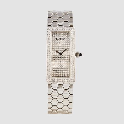 BARTHELAY. Reloj de pulsera para se&ntilde;ora. En acero. Esfera y bisel cuajados de diamantes talla 