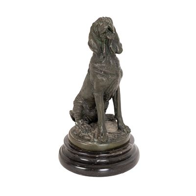 Pierre Jules M&egrave;ne (Par&iacute;s, Francia, 1810-1879) Perro Bloodhound. Escultura en bronce patinado 