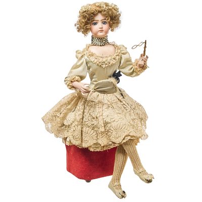 Manufactura Leopold Lambert (Francia, 1886) Aut&oacute;mata con representaci&oacute;n de mu&ntilde;eca en porcelana 
