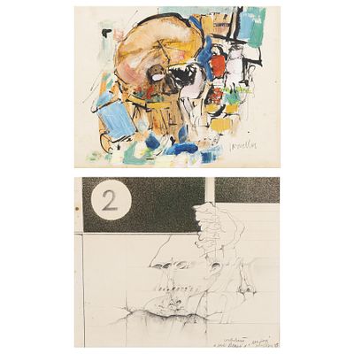 Josep Novellas Montaner (Matar&oacute;, Barcelona, 1950) Abstracci&oacute;n y Personaje on&iacute;rico. Pareja de 