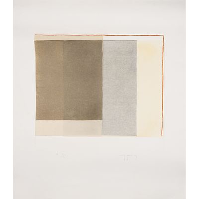 Jaume Ribas (Granollers, 1944) Composici&oacute;n rectangular. Grabado con collage sobre papel Arches. 