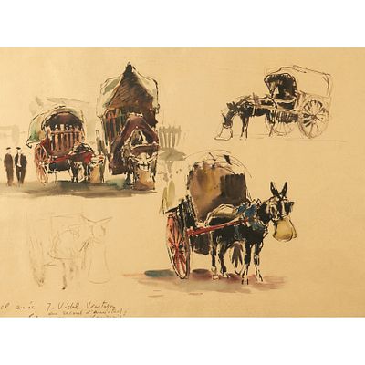 Frederic Lloveras Herrera (Barcelona, 1912-Tossa de Mar, Girona, 1983) Estudio de carros y 