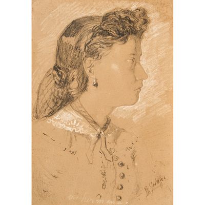 Baldomero Galofre Gim&eacute;nez (Reus, Tarragona, 1849-Barcelona, 1902) Mi hermana. Carboncillo y 