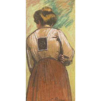 Josep Llimona (Barcelona, 1864-1934) Personaje femenino. Dibujo a pastel sobre papel. Firmado. 