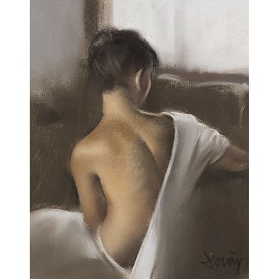 Domingo &Aacute;lvarez G&oacute;mez (Barcelona, 1942) Dama de espaldas. Dibujo a pastel sobre papel. Firmado. 