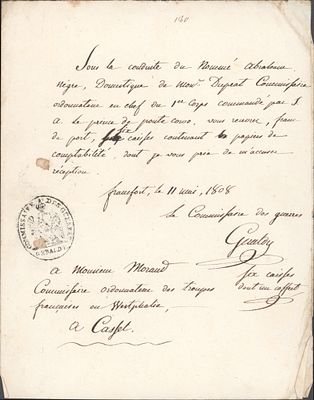 HISTORY - GERALDY, Antoine (1766 - 1836) - Napoleonica. Autograph letter signed, dated 