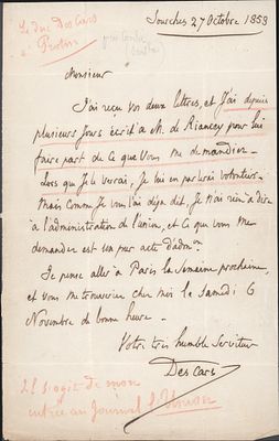 HISTORY - DE P&Eacute;RUSSE DES CARS, Am&eacute;d&eacute;e (Chambery, 1790 - Cannes, 1868) - France. French General 