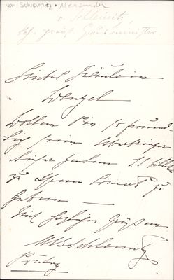 HISTORY - VON SCHLEINITZ, Alexander (Blankenburg, 1807 - Berlin, 1885) - Prussia. Harz Autograph 